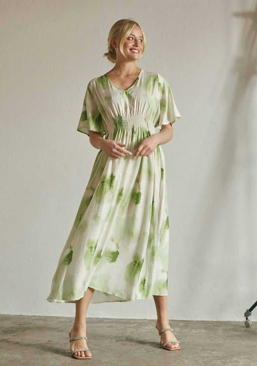Ane Stretch Dress - Green Watercolor Isayshop.se Ane Stretch Dress - Green Watercolor Isayshop.se