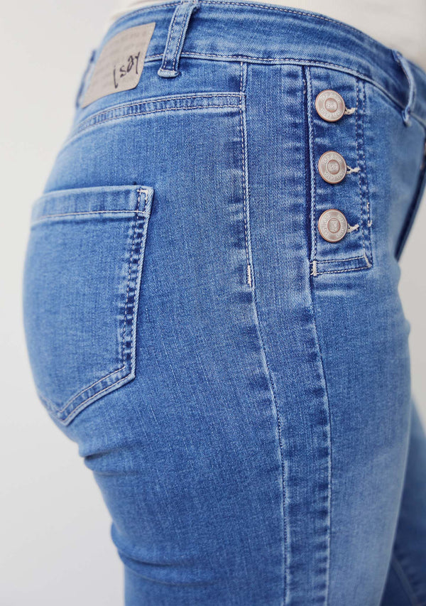 I SAY Como Button Jeans Pants I55 Como Blue Wash