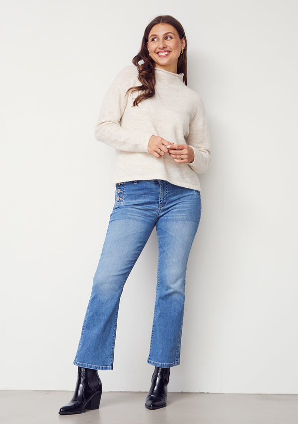 I SAY Como Button Jeans Pants I55 Como Blue Wash