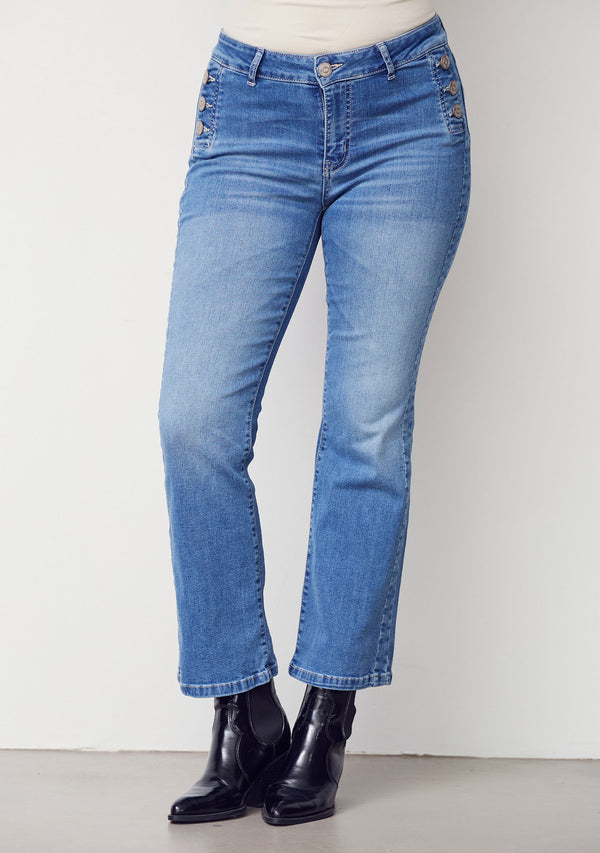 I SAY Como Button Jeans Pants I55 Como Blue Wash