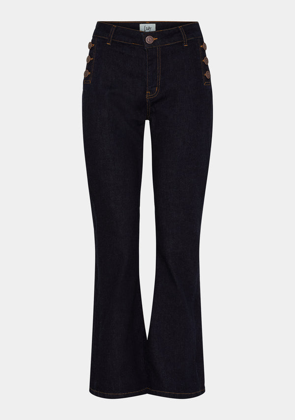 I SAY Como Button Jeans Pants K97 Unwashed Denim