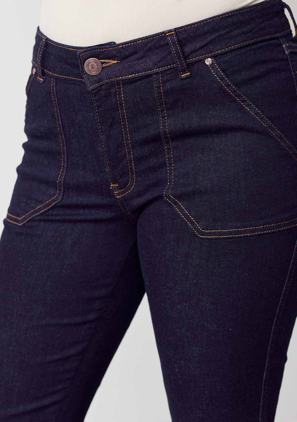 I SAY Como Flare Jeans Pants K97 Unwashed Denim