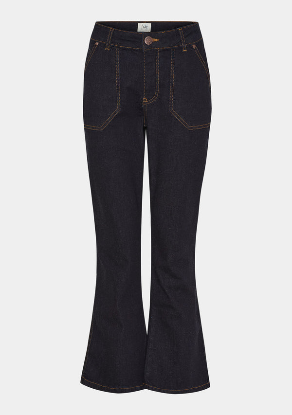 I SAY Como Flare Jeans Pants K97 Unwashed Denim