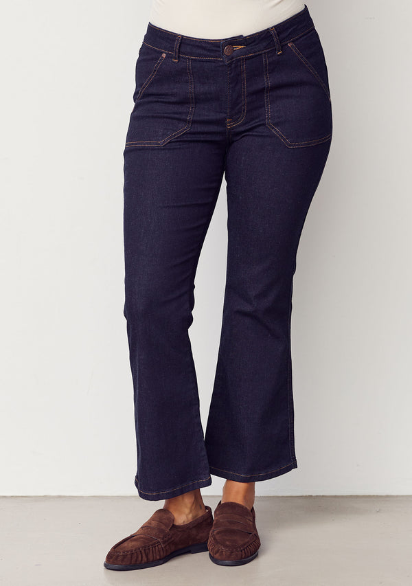 I SAY Como Flare Jeans Pants K97 Unwashed Denim