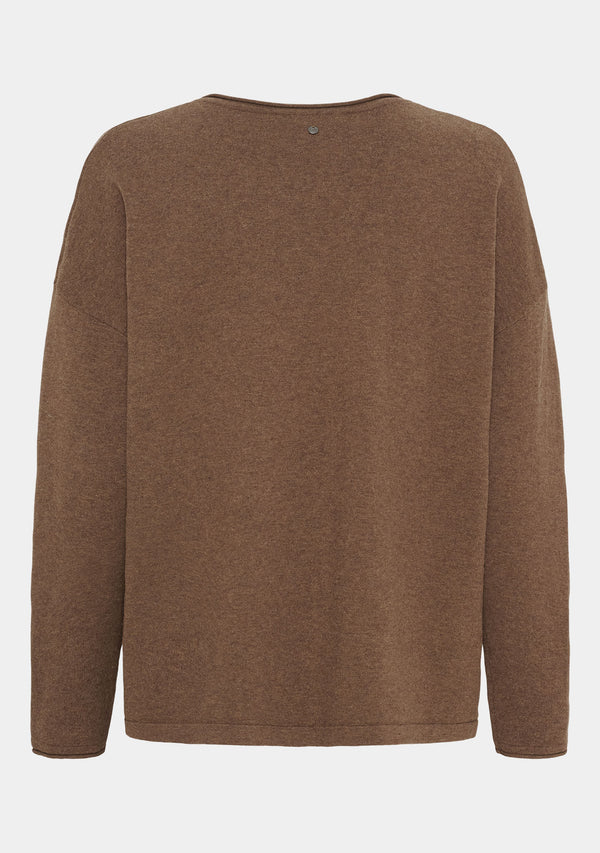 I SAY Frigga V-Neck  Knitwear 372 Golden Brown Melange