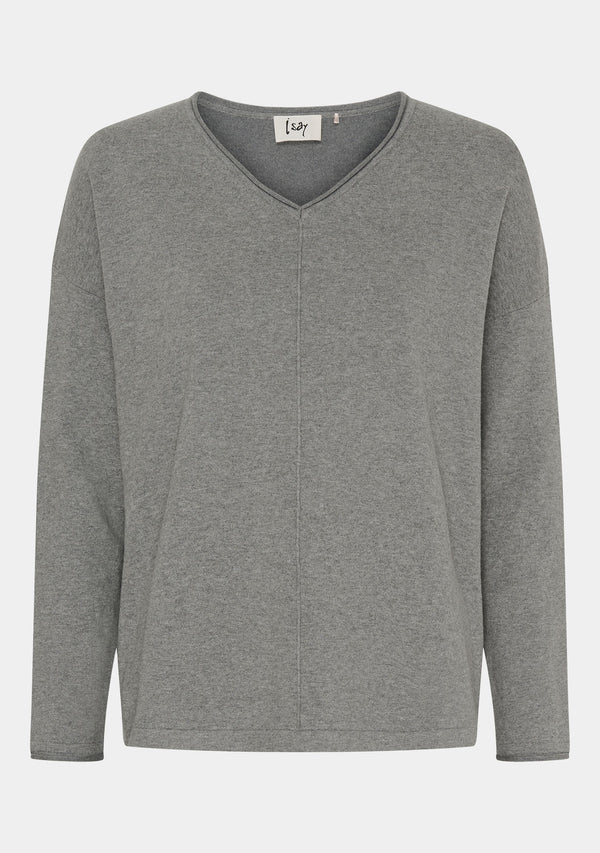 I SAY Frigga V-Neck  Knitwear 947 Grey Melange