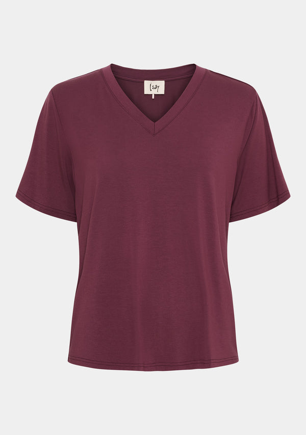 I SAY Gritt V-Neck T-Shirt T-Shirts 434 Wine