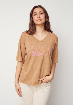 I SAY Haley T-Shirt T-Shirts M75 Washed Luxury Camel