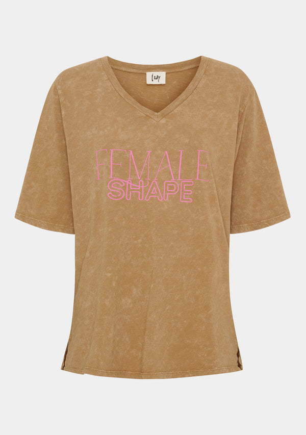 I SAY Haley T-Shirt T-Shirts M75 Washed Luxury Camel
