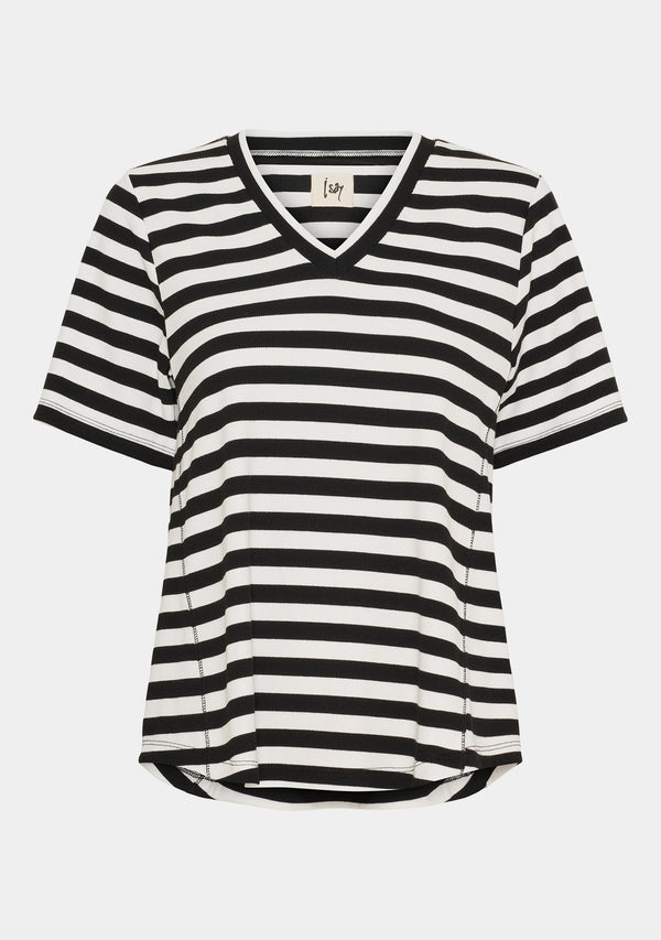 I SAY Jeila T-Shirt T-Shirts B28 Black/Broken White stripe