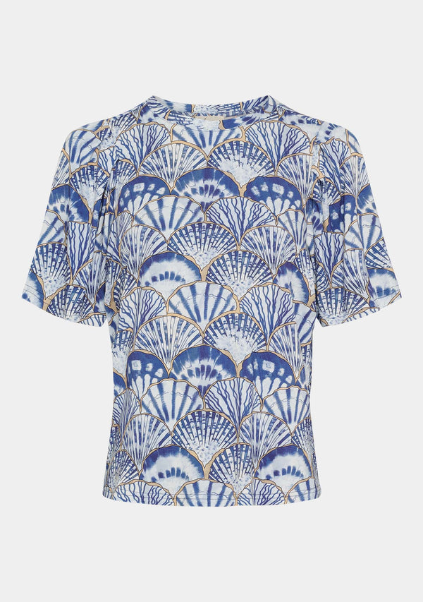 I SAY Louis Printed T-shirt T-Shirts M71 Blue Seashell