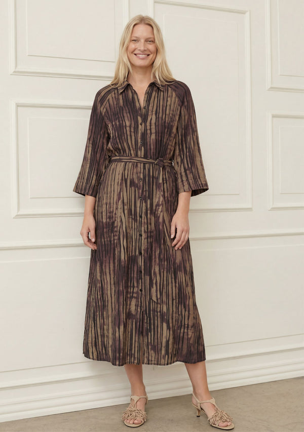 I SAY Ane Button Dress Dresses N42 Aubergine Flow