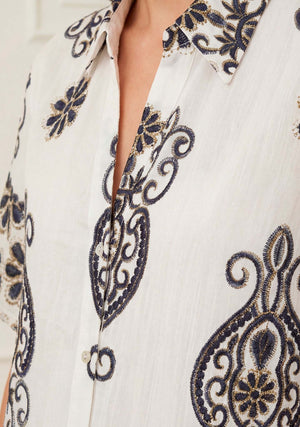 I SAY Ane Button Shirt Shirts N25 Summer Border Print