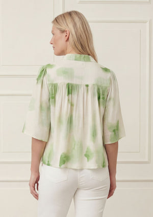 I SAY Ane Placket Blouse Blouses N27 Green Watercolor