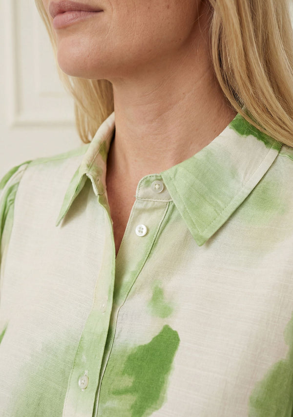 I SAY Ane Placket Blouse Blouses N27 Green Watercolor