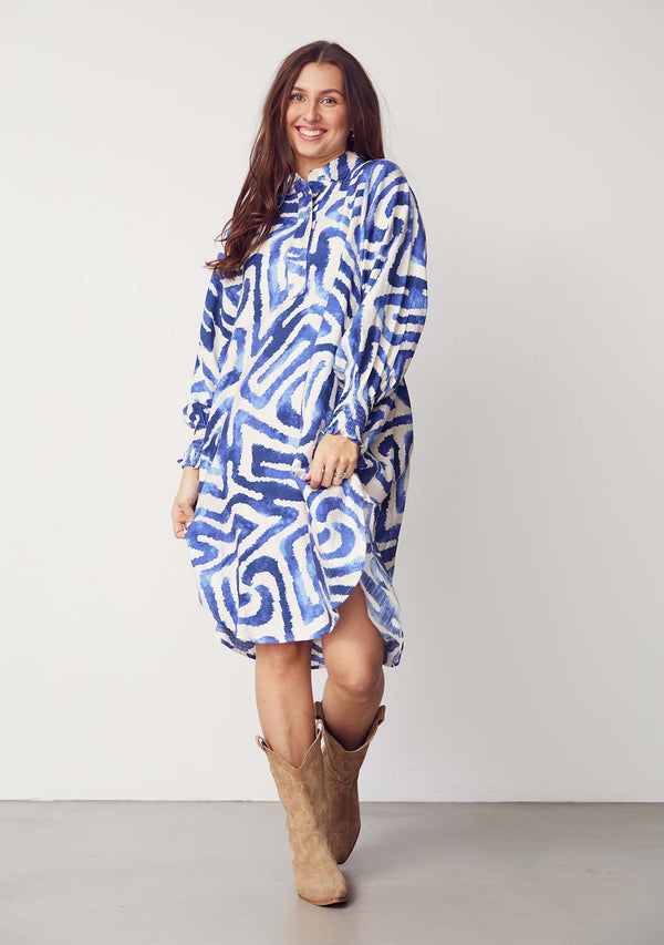 I SAY Ane Printed Dress Dresses N21 Blue Graphical