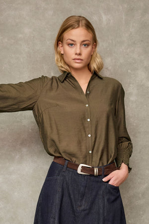 I SAY Ane Smock Shirt Shirts 820 Dark Khaki