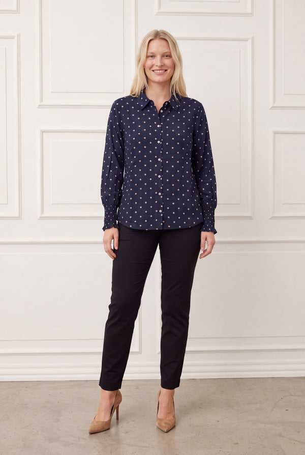 I SAY Ane Smock Shirt Shirts D67 Navy Dot