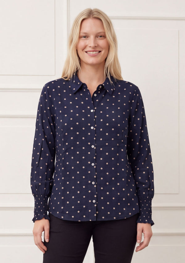 I SAY Ane Smock Shirt Shirts D67 Navy Dot