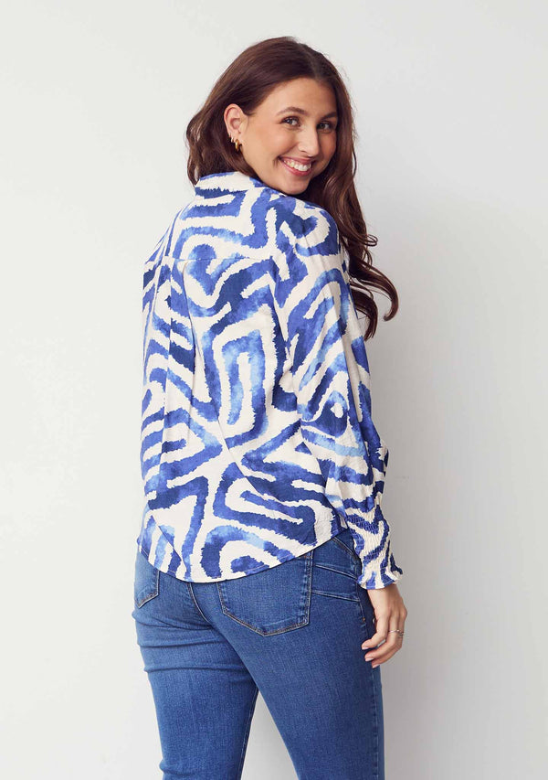 I SAY Ane Smock Shirt Shirts N21 Blue Graphical