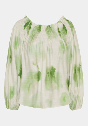 I SAY Ane Stretch Blouse Blouses N27 Green Watercolor
