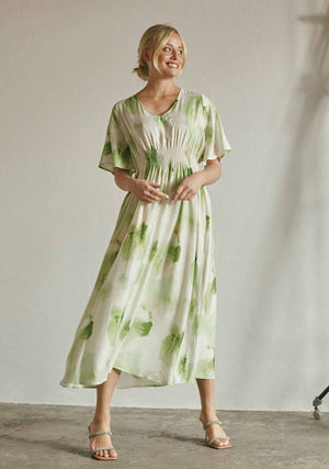 I SAY Ane Stretch Dress Dresses N27 Green Watercolor