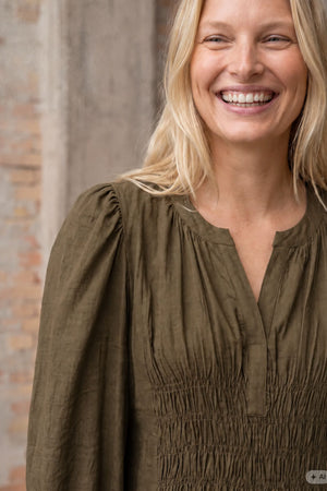 I SAY Ane V-Neck Dress Dresses 820 Dark Khaki