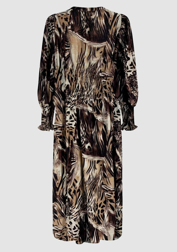 I SAY Ane V-Neck Dress Dresses N58 Brown Drawing