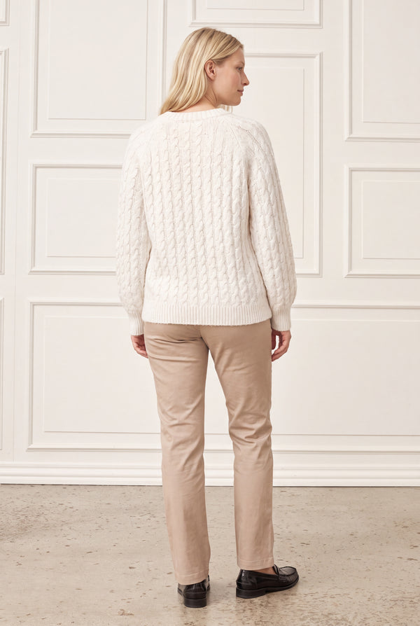 I SAY Anna Cable Cardigan Knitwear 101 Broken White