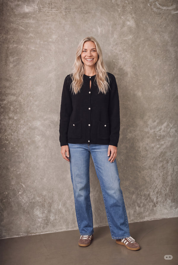 I SAY Anna Classic Cardigan Knitwear 900 Black