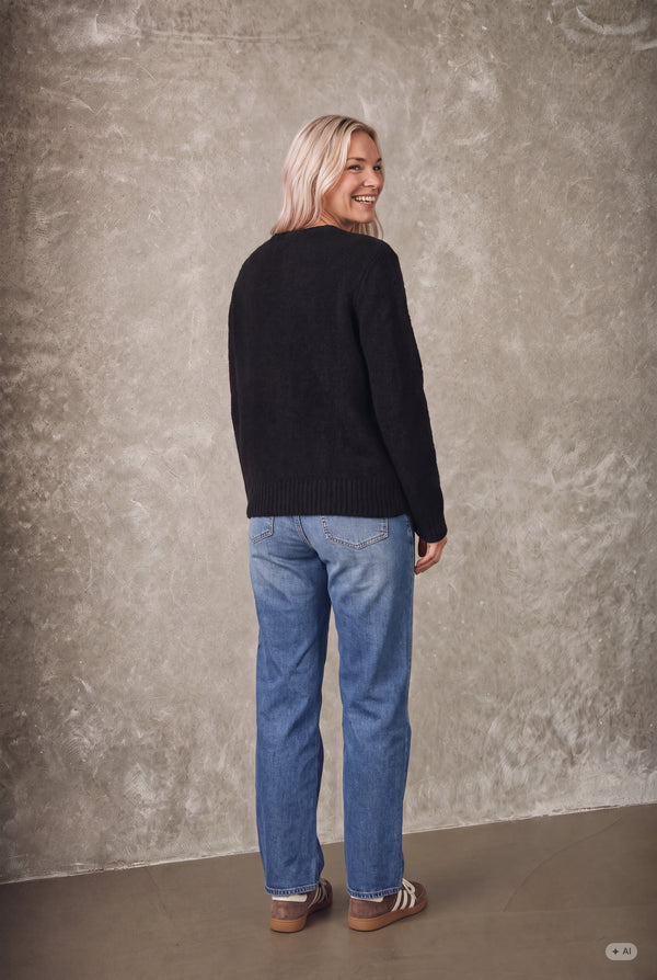 I SAY Anna Classic Cardigan Knitwear 900 Black