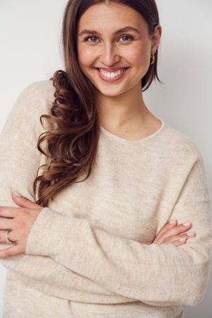I SAY Anna Classic Pullover Knitwear 111 Sand Melange