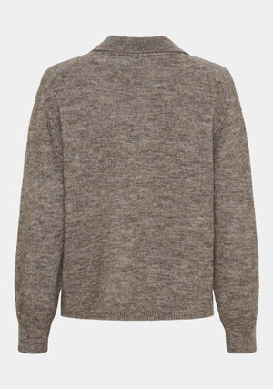 I SAY Anna Colar Cardigan Knitwear 361 Taupe Melange