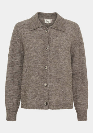 I SAY Anna Colar Cardigan Knitwear 361 Taupe Melange