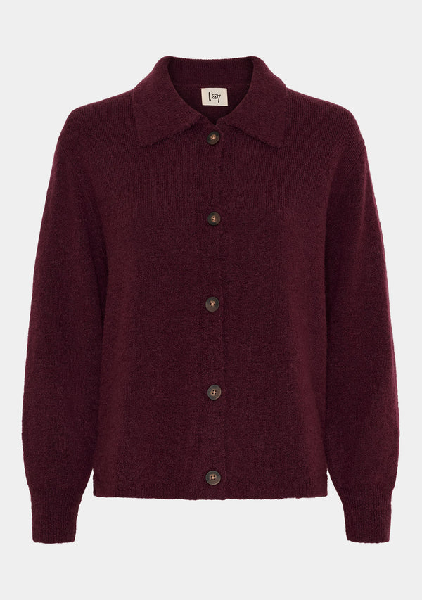 I SAY Anna Colar Cardigan Knitwear 434 Wine