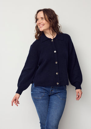 I SAY Anna Colar Cardigan Knitwear 657 Navy Melange