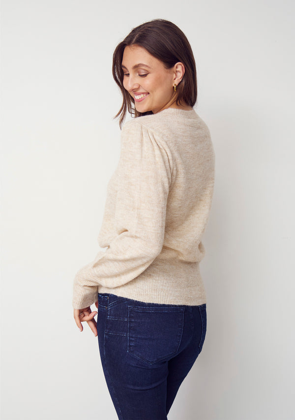 I SAY Anna Deco Cardigan Knitwear 111 Sand Melange