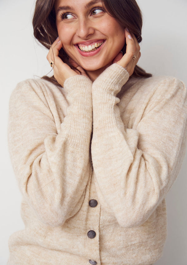 I SAY Anna Deco Cardigan Knitwear 111 Sand Melange