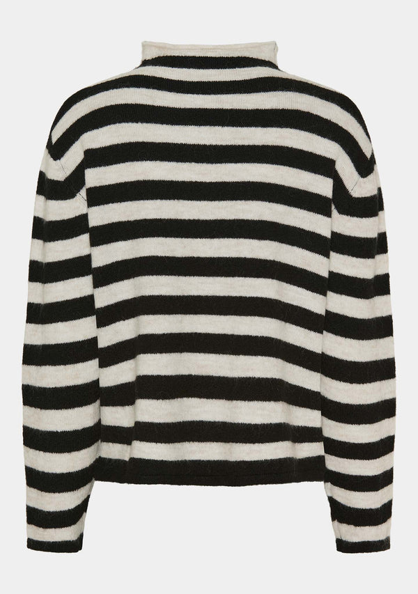 I SAY Anna Highneck Pullover Knitwear M27 Black/Cream Stripe