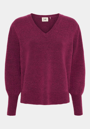 I SAY Anna V-Neck Pullover Knitwear 536 Cerise