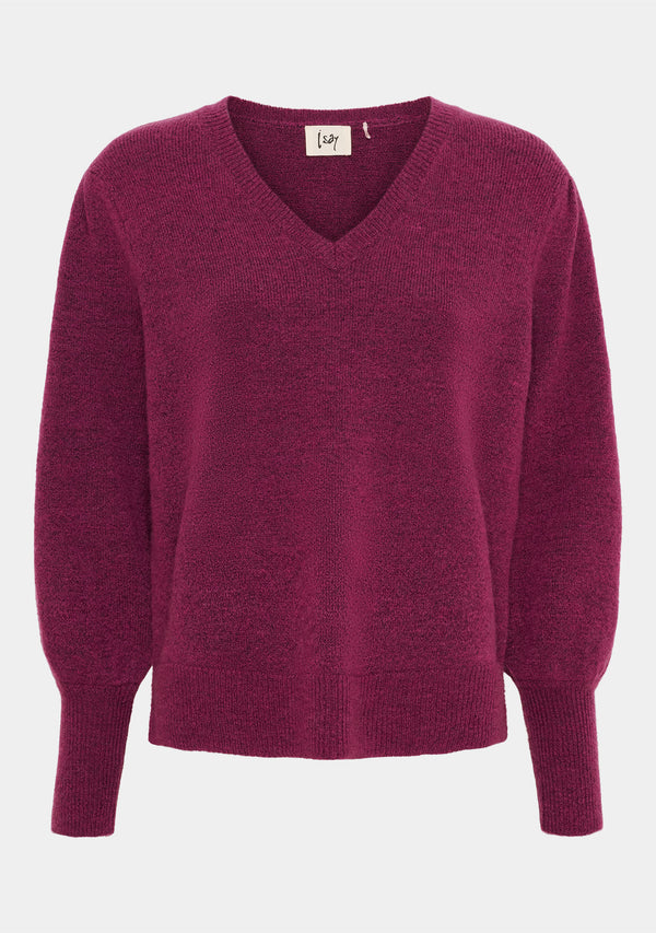 I SAY Anna V-Neck Pullover Knitwear 536 Cerise