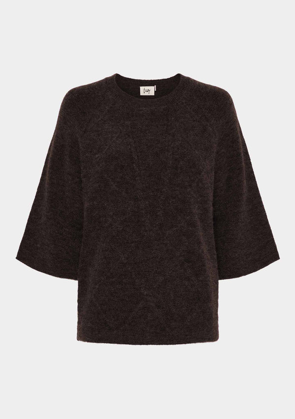 I SAY Anna s/s Pullover Knitwear 357 Dark Brown Melange