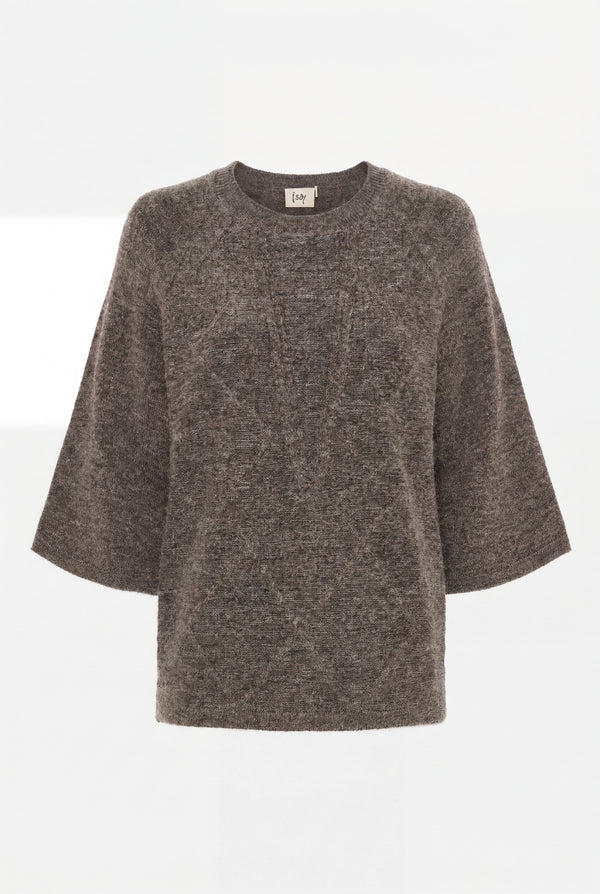I SAY Anna s/s Pullover Knitwear 361 Taupe Melange