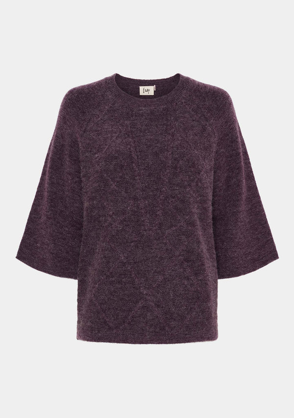 I SAY Anna s/s Pullover Knitwear 419 Aubergine