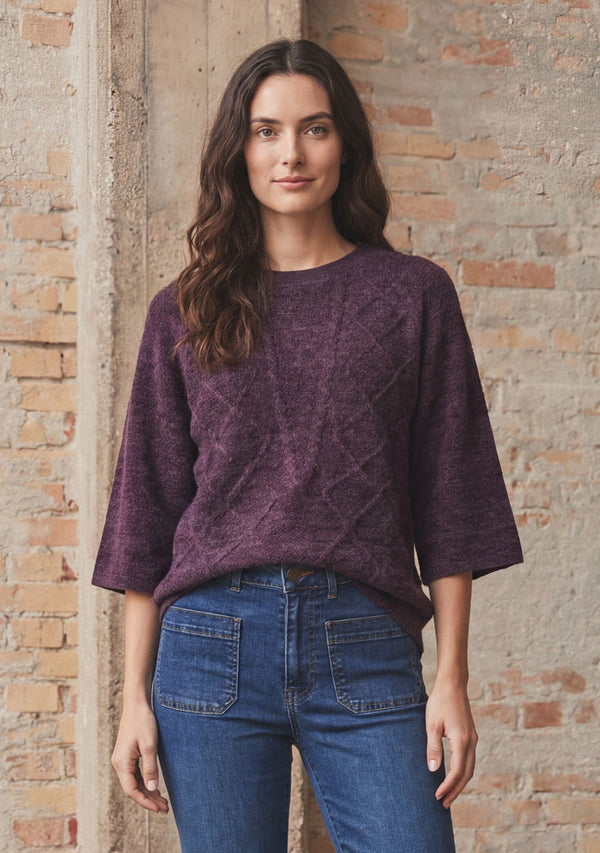 I SAY Anna s/s Pullover Knitwear 419 Aubergine