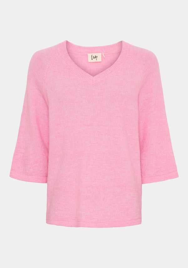 I SAY Anna s/s V-Neck Pullover Knitwear 550 Fresh Pink