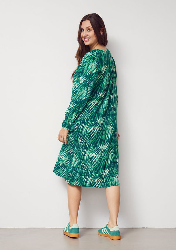 I SAY Annica V-Neck Dress Dresses M54 Green Float