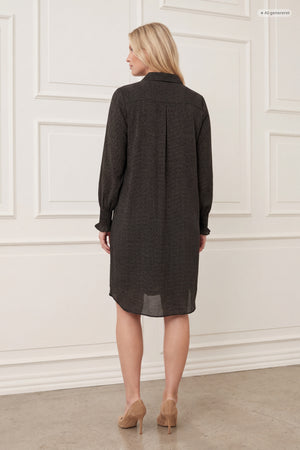 I SAY Asta Smock Dress Dresses M85 Graphic Khaki Strokes
