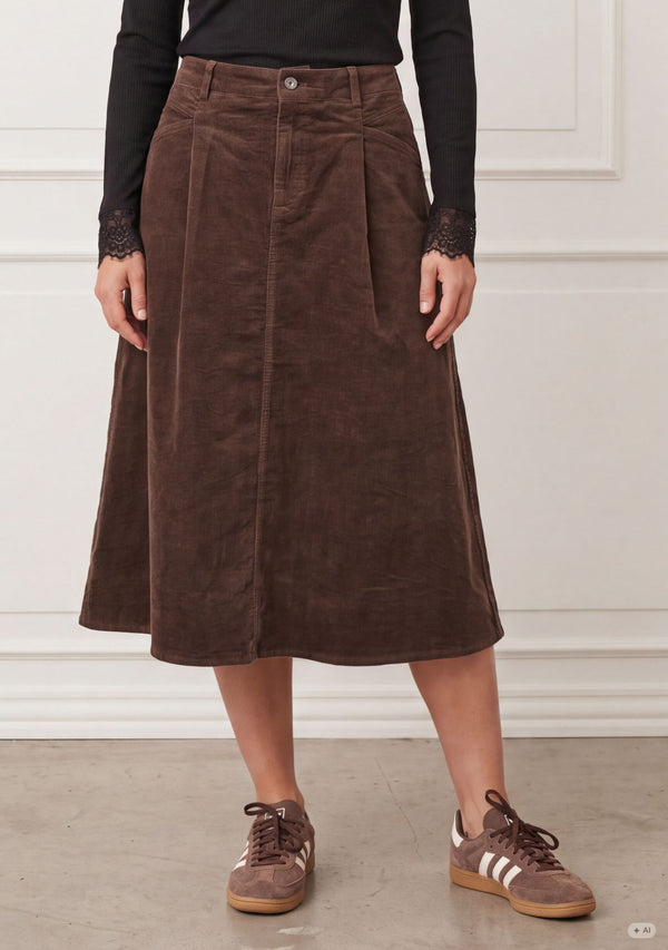 I SAY Barbel Corduroy Skirt Skirts N19 Washed Taupe
