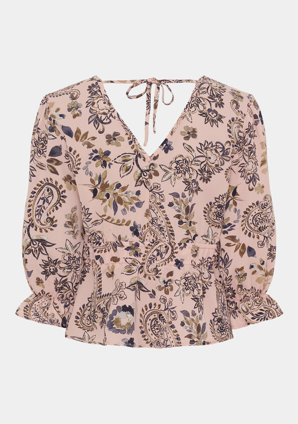 I SAY Bitten Waistband Blouse Blouses M94 Rose Floral